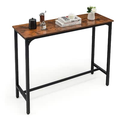 Gymax 48'' Rectangular Bar Table Kitchen Dining Table w/ Steel Frame &