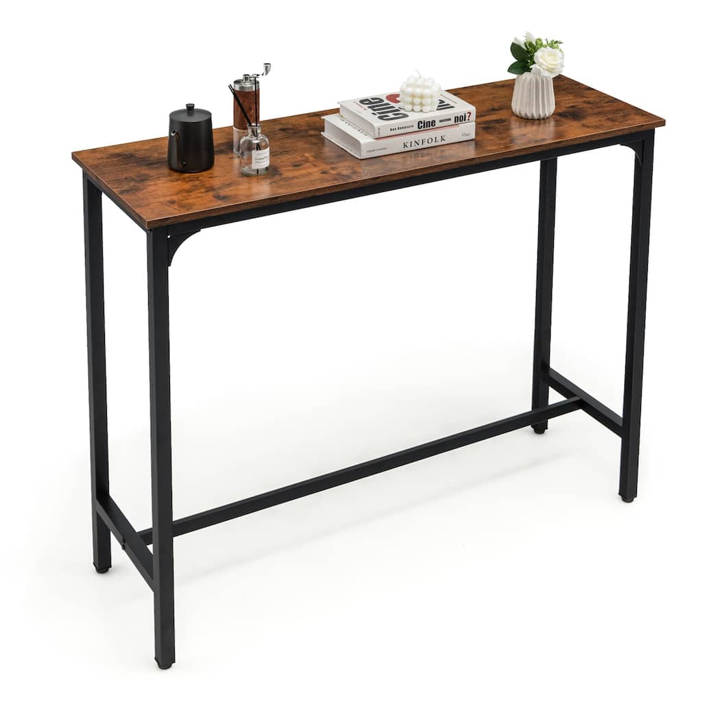 Gymax 48'' Rectangular Bar Table Kitchen Dining Table w/ Steel Frame &