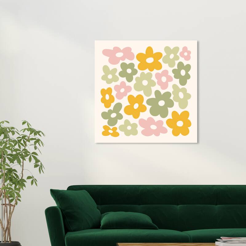 Wynwood Studio Canvas Floral and Botanical Little Flowers Together Green Modern & Contemporary Wall Art Canvas Print