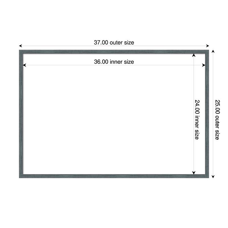 Amanti Art Dixie Blue Grey Rustic Narrow Framed Dry Erase Magnetic Board - 37 x 25 in