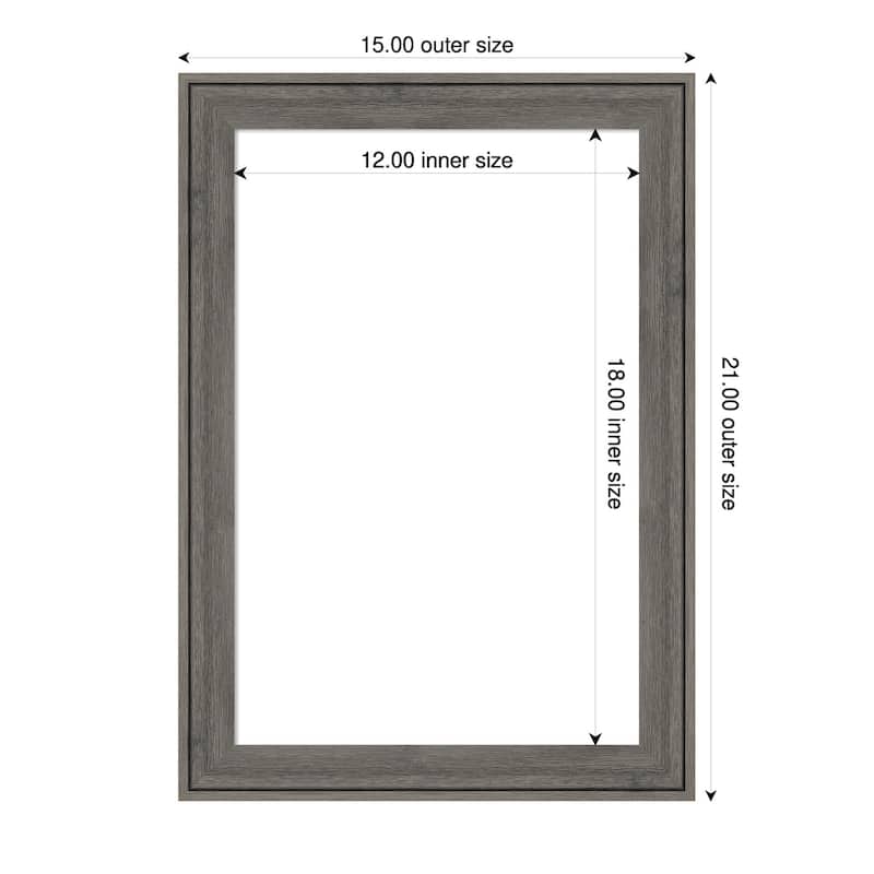 Amanti Art Regis Barnwood Grey Narrow Framed Dry Erase Magnetic Board - 15 x 21 in - Regis Barnwood Grey Narrow