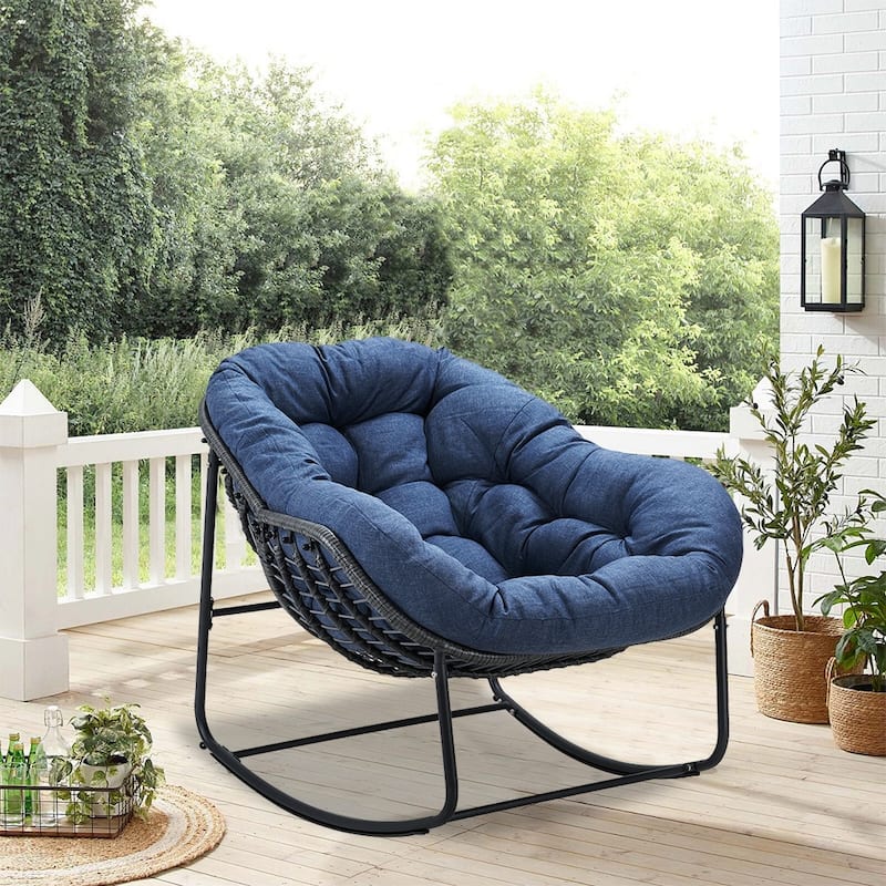 Metal Comfortable Outdoor Rocking Chair with Cushion Water-Resistant