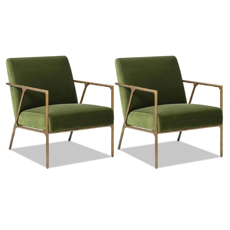 Aerin 24.5" Hammered Brass Velvet Accent Arm Chair