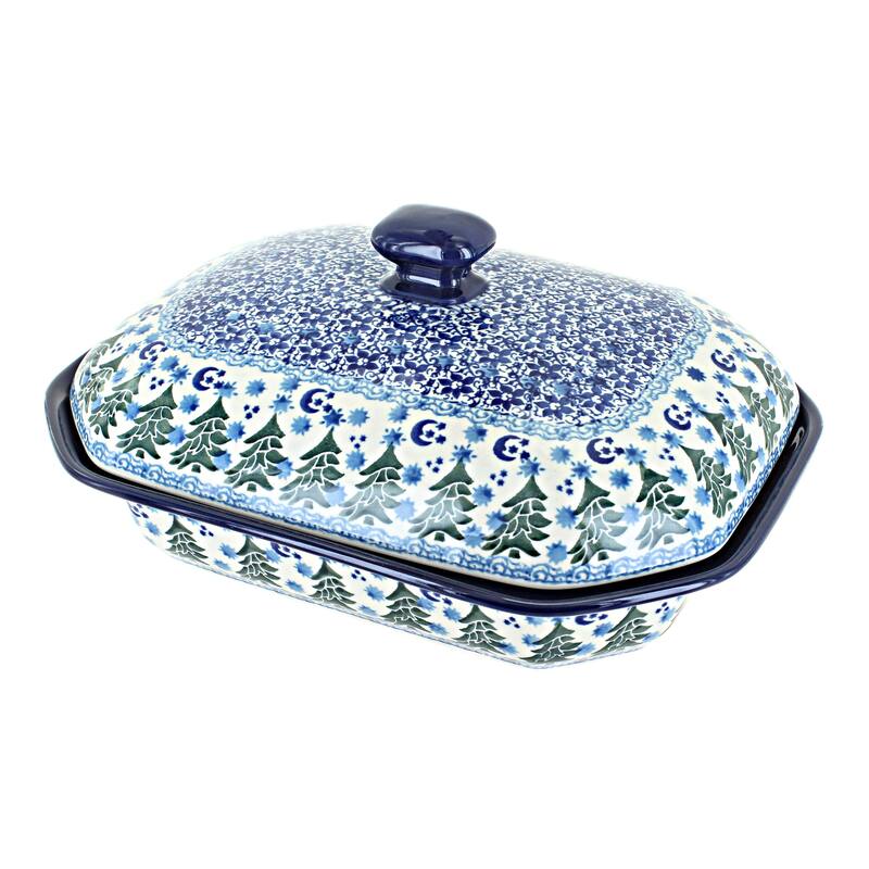 Blue Rose Polish Pottery 662 Ceramika Artystyczna Medium Covered Baker - Evergreen