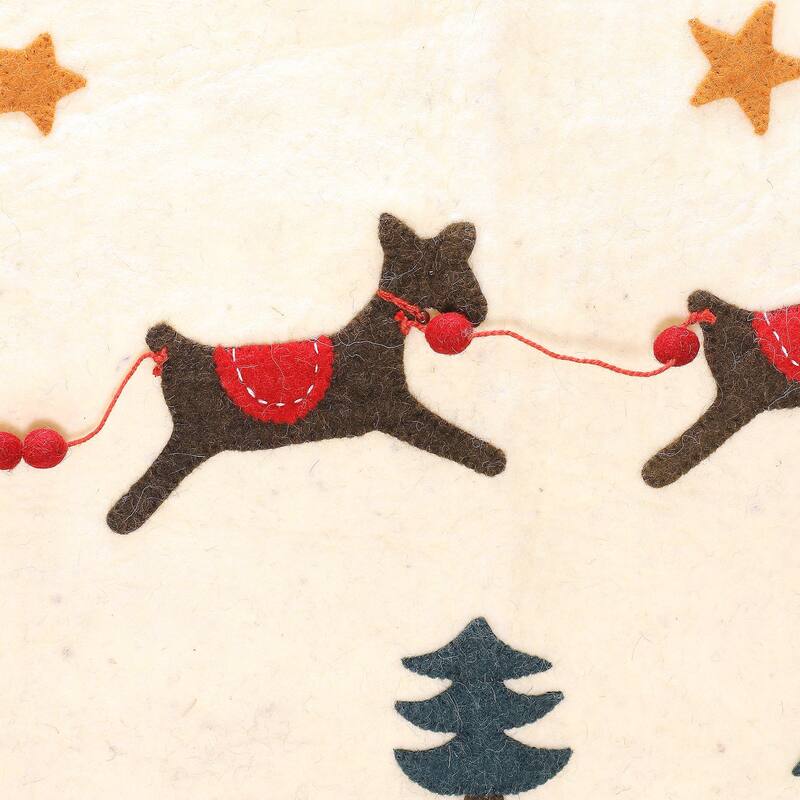 Novica Handmade Winter Wonderland Applique Wool Felt Table Runner