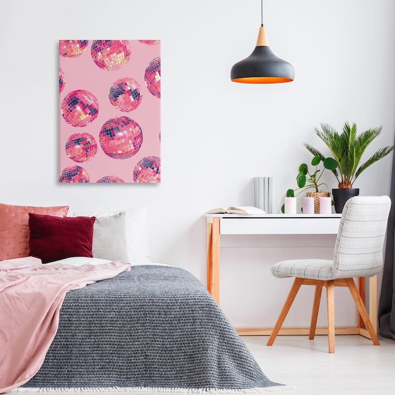 Stupell Vivid Pink Disco Pattern Canvas Wall Art Design By LSR Design Studio