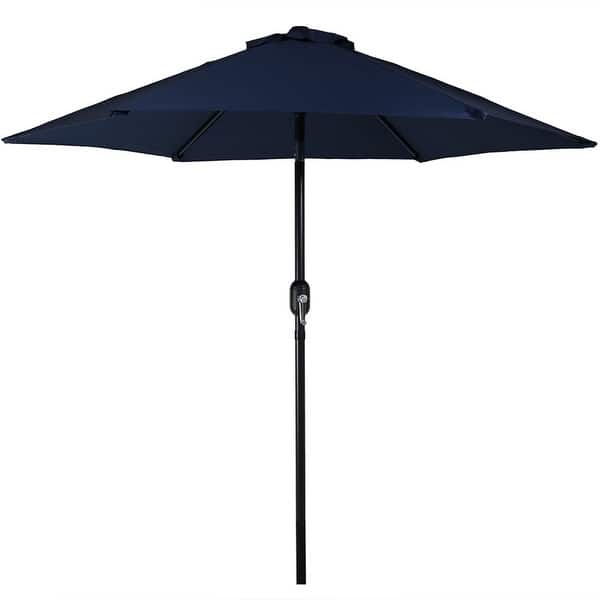 7.5 ft patio umbrella with crank and tilt mult colored Aluminum Pole Patio Market Umbrella, Push-button Tilt, 7.5', Black - Bed  Bath & Beyond