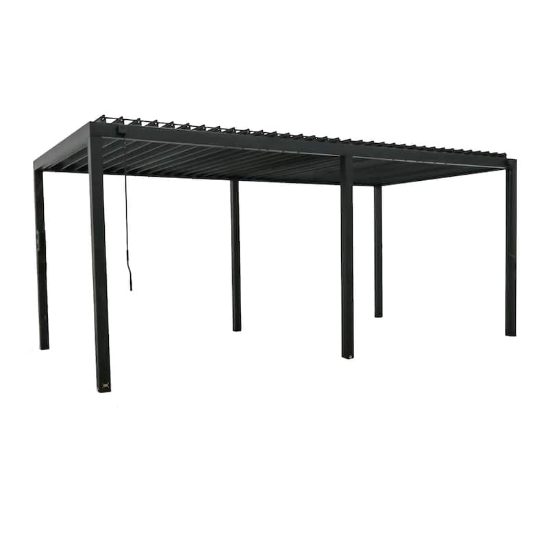 Backyard Discovery Sarasota 20'x10' Galvanized Steel Louvered Pergola - Black - 19'6" x 9'9"
