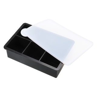 Ice Cube Mold 6x2 Inch Silicone Ice Cube Tray with Lid(Black) - Black