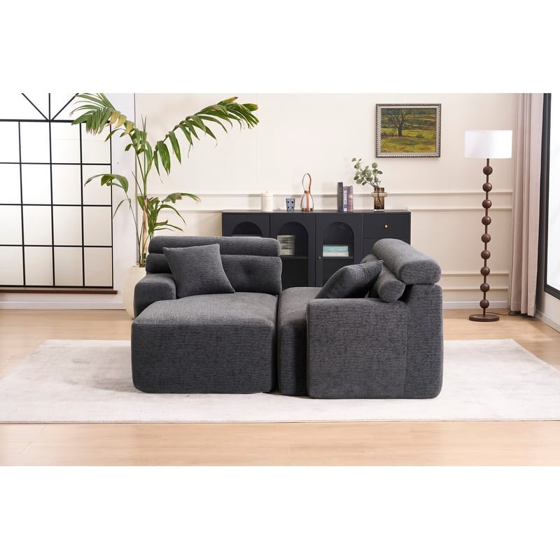 Convertible Chaise Sectional Sofa, Full Compression Sponge L-Shape
