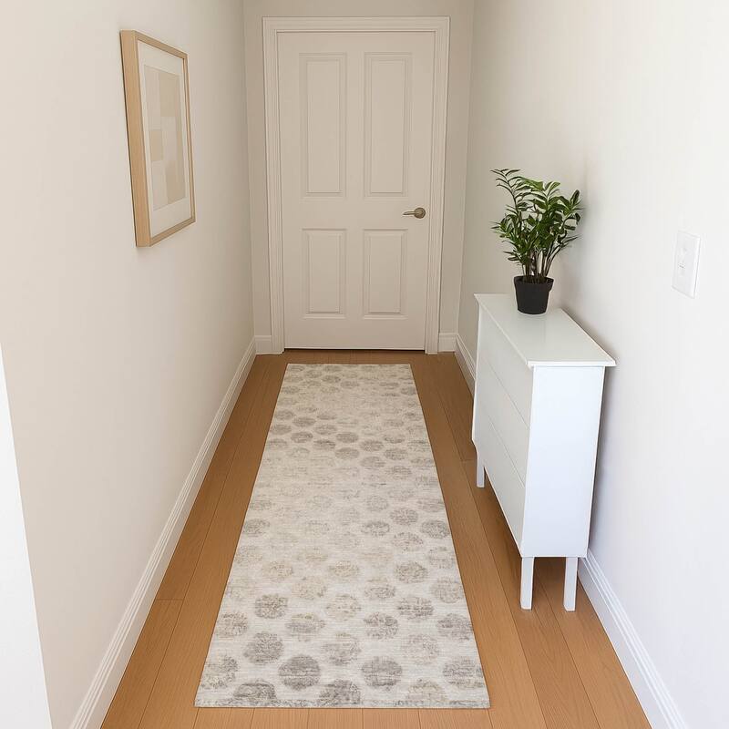 Premium Washable Super Soft Vintage Dotty Mayfield Rug - Taupe - 2'3" x 7'6"