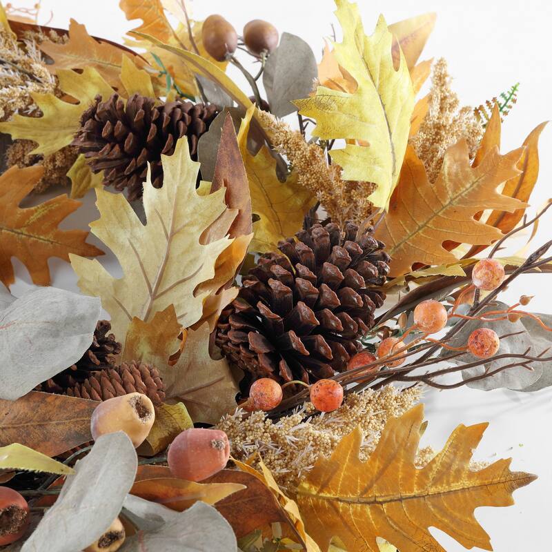 SAFAVIEH Faux 30 Inch Oaf Leaf & Eucalyptus Wreath - 30" W x 30" D x 8" H
