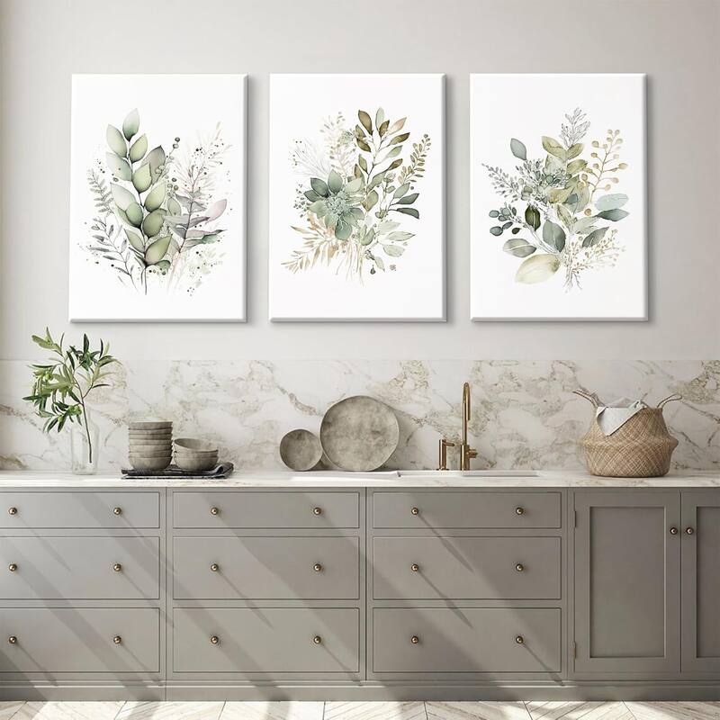 Sage Green Wildflower Wall Art Modern Flower Pictures