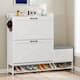 Moasis Farmhouse Shoe Storage Cabinet with 2 Flip Drawers for 16 Pairs Entryway Shoe Storage with Shoe Bench