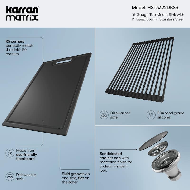 Karran USA HST3322DB Matrix 33" Drop In Double Basin Stainless Steel