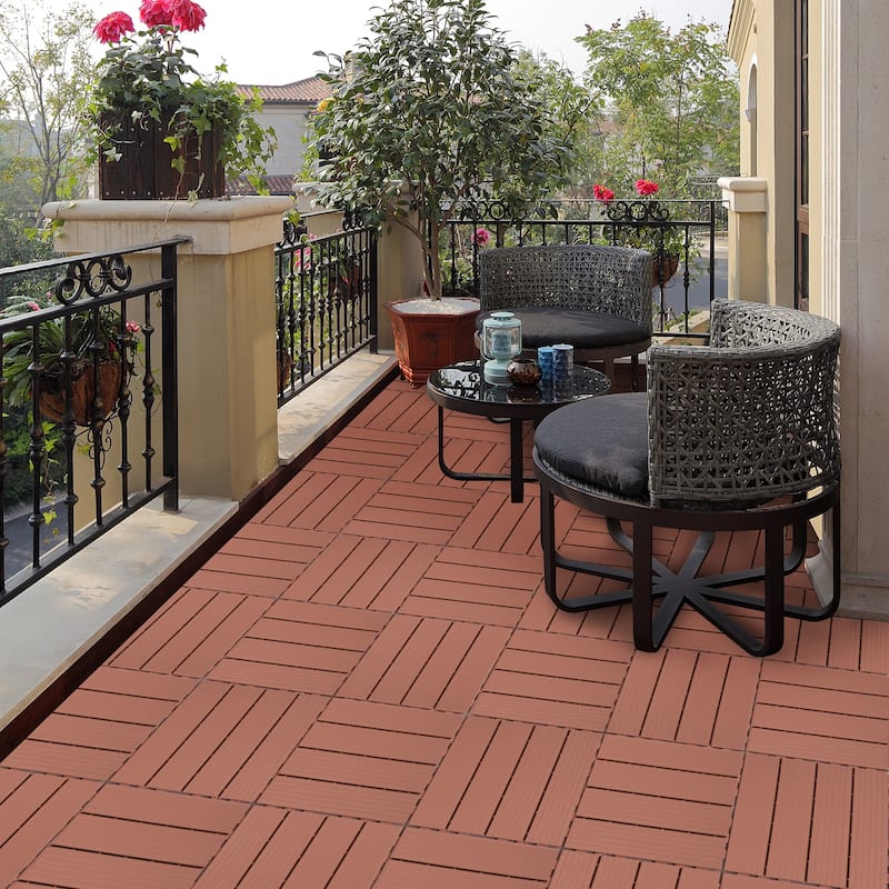 Plastic Interlocking Deck Tiles, 12.00"x12.00"(Pack of 44 ), Patio Flooring Outdoor Waterproof All Weather Use for Garden