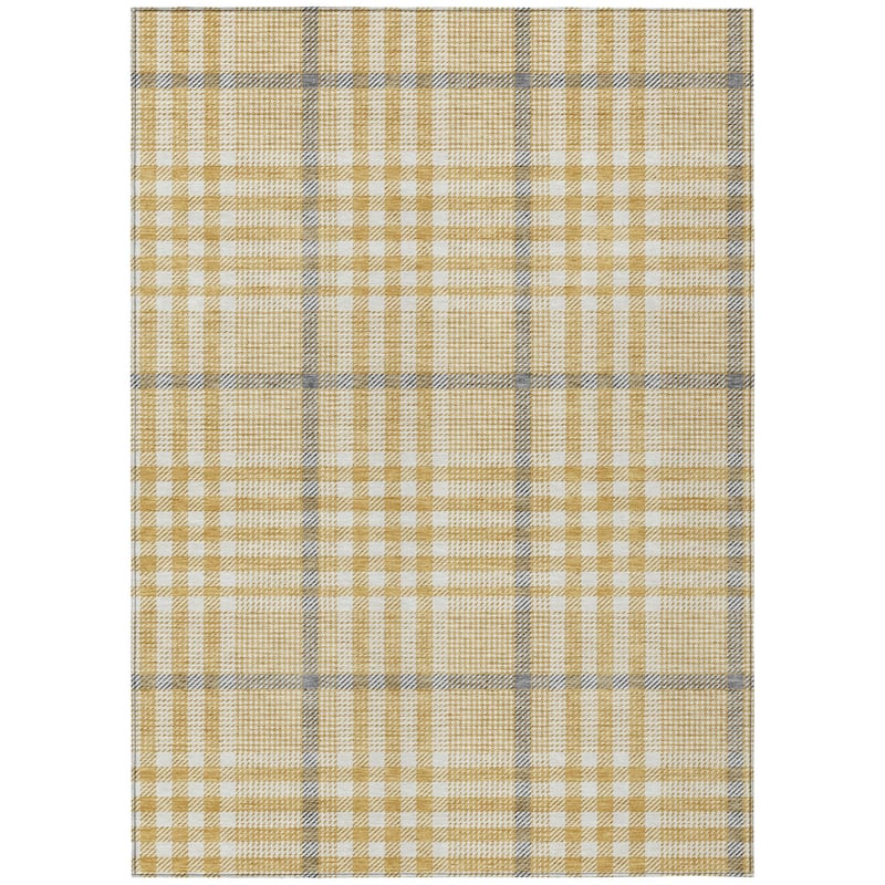 Machine Washable Indoor/ Outdoor Plaid Chantille Rug