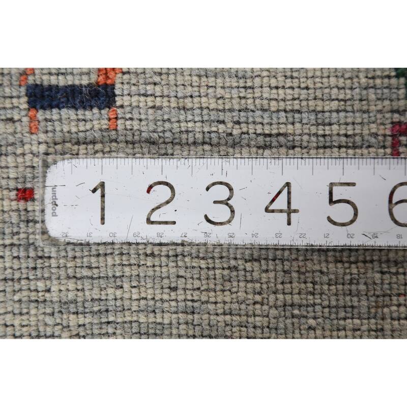 Hand Knotted Oriental 100% Wool Carpet Tribal Tribal Green Gabbeh Area Rug - 5' 11'' X 2' 6''
