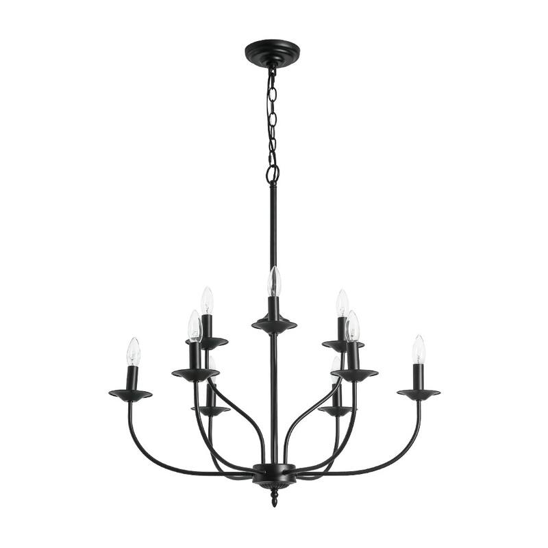 Retro 9-Light Dimmable Candle-style Metal chandelier - 30.5in