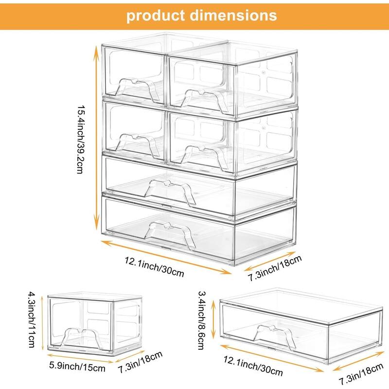 Stackable Makeup Organizer Storage Drawers Set of 6