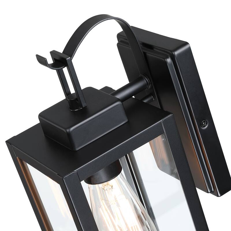 1-Light Matte Black Outdoor Wall Lantern Sconce with Dusk to Dawn