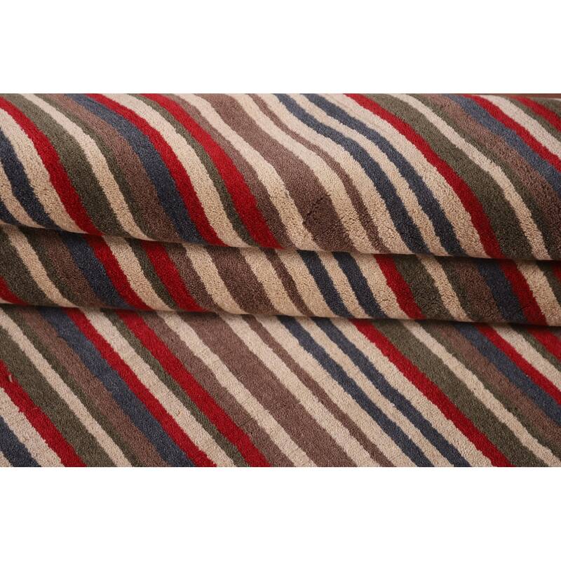 Multi-Color Striped Gabbeh Oriental Area Rug Handmade Wool Carpet - 5'1"x 8'4"