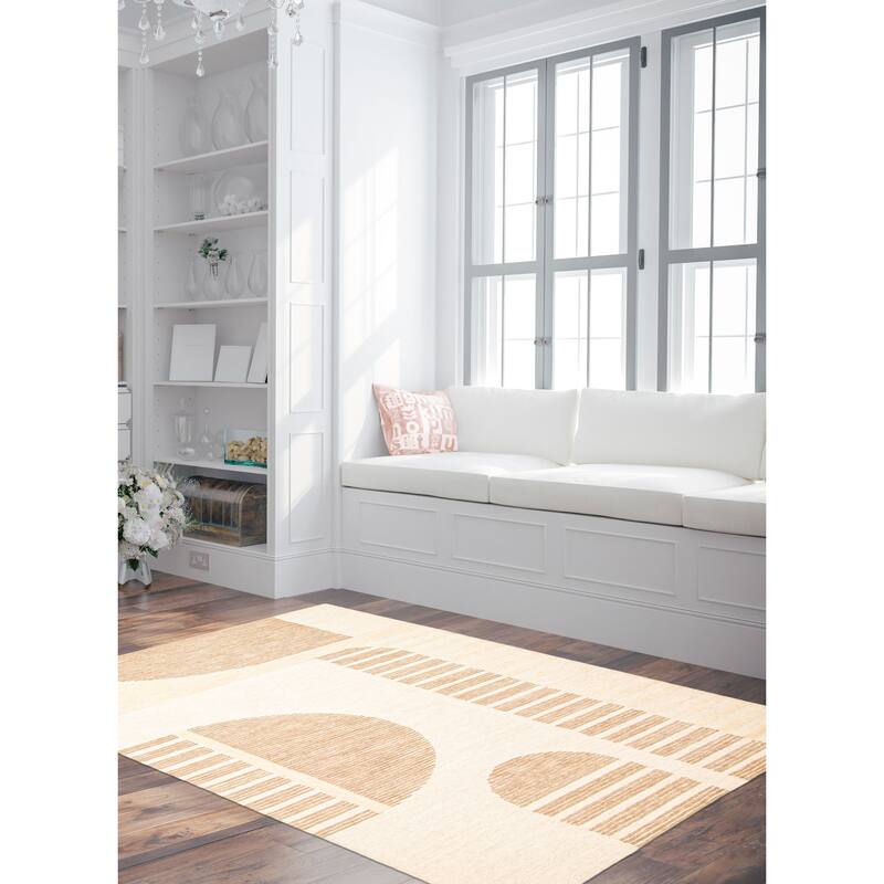 ECARPETGALLERY Hand Tufted Timeless Cream Wool Rug - 5'1 x 7'7