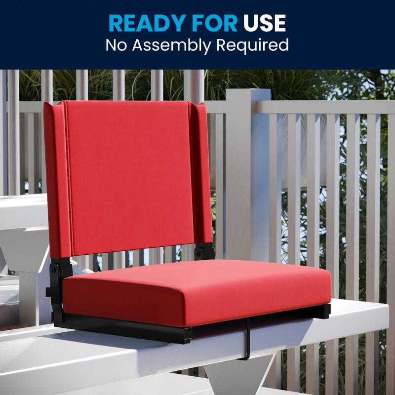 Padded Stadium Chairs with Handles and Bleacher Hooks (Set of 2) - 14"D x 18"W x 18"H