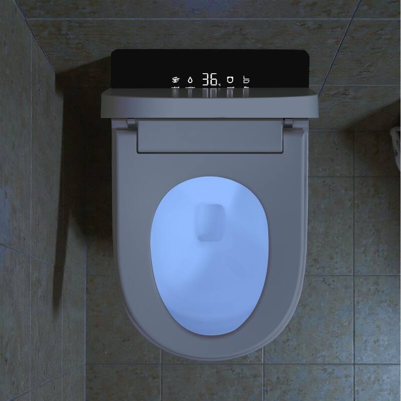 Compact Smart Toilet with Built In Bidet. Tankless 23.25 Inch Depth. Auto Open Flush. Heated Seat. Dryer
