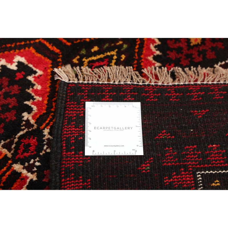 ECARPETGALLERY Hand-knotted Baluch Black, Red Wool Rug - 2'11 x 5'1