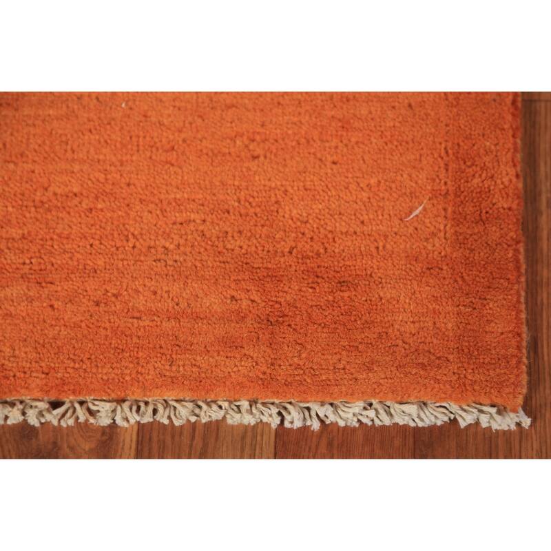 Orange Gabbeh Oriental Runner Rug Hand-Knotted Wool Carpet - 3'0" x 9'10"