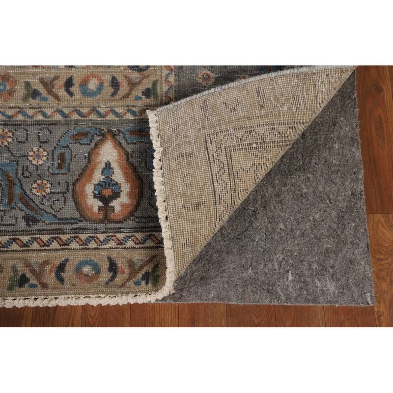 Brown Over Dyed Tabriz Persian Vintage Rug Handmade Wool Carpet - 9'3"x 12'7"