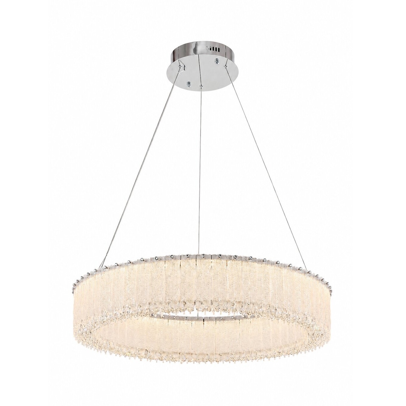 1-Light Chrome LED Chandelier With Clear Crystals