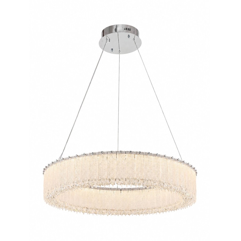 1-Light Chrome LED Chandelier With Clear Crystals