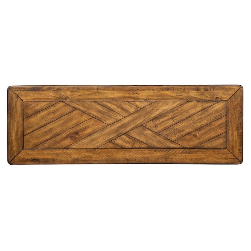Magnussen Home Chesterfield Farmhouse Timber Rectangular Sofa Table - 50''W x 17''D x 29''H