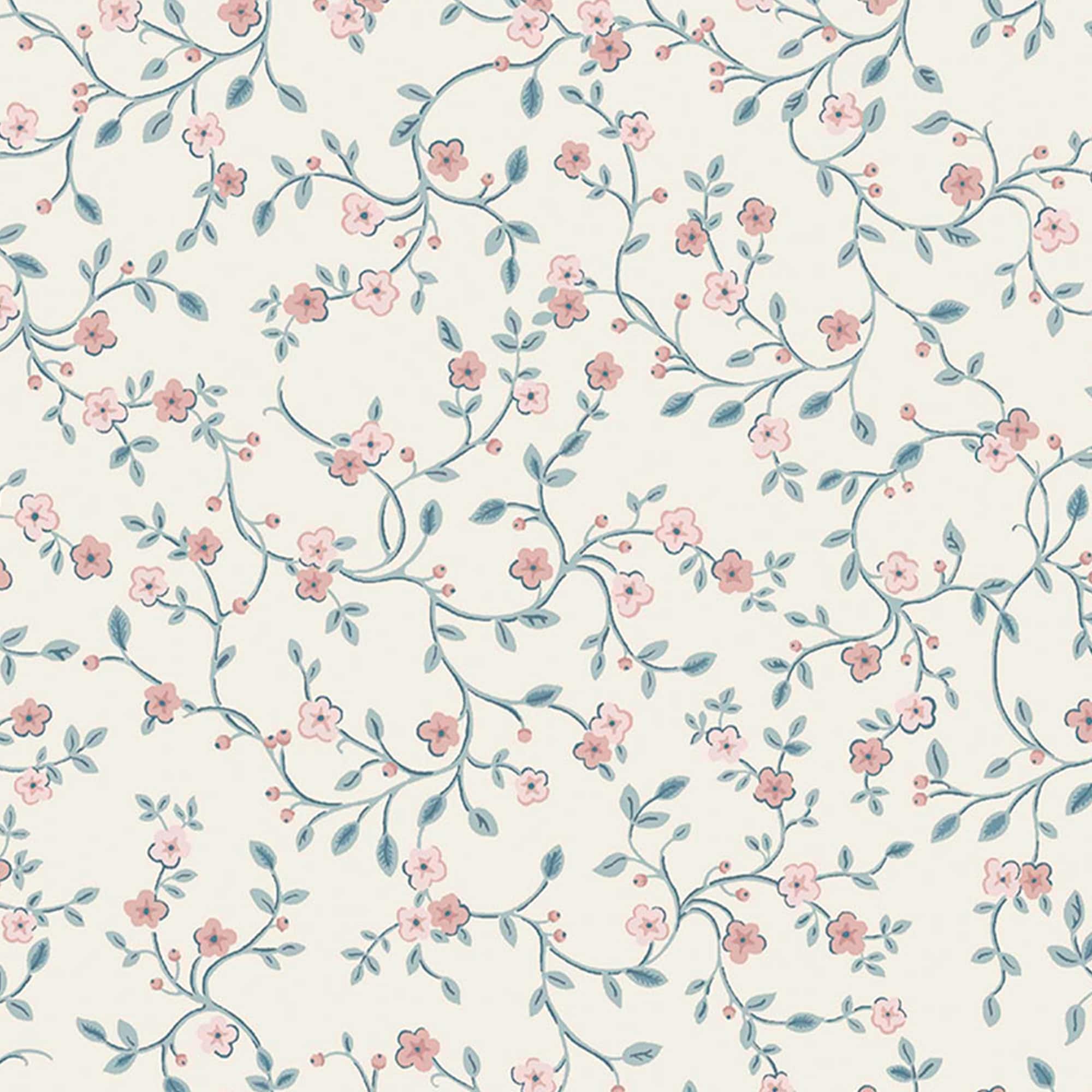 Laura Ashley Blencow Sprig Dark Duck Egg Blue Wallpaper Bed Bath