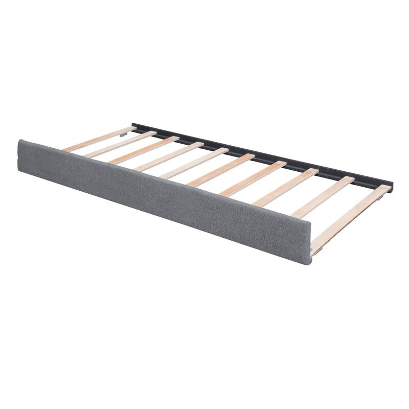 Upholstered Platform Bed with Trundle and LED Lights