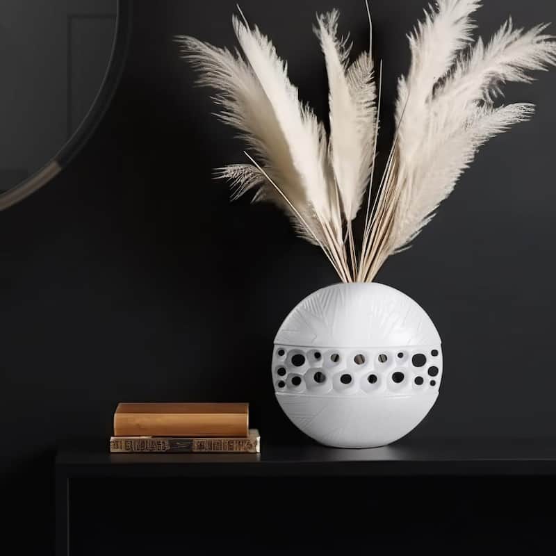 Allan Andrews Contemporary Matte White Ceramic Moon Vase