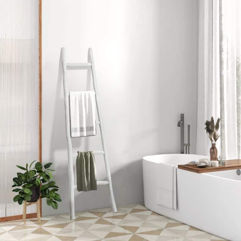 White Solid Wood 5-Rung Blanket Ladder - 59.1" H