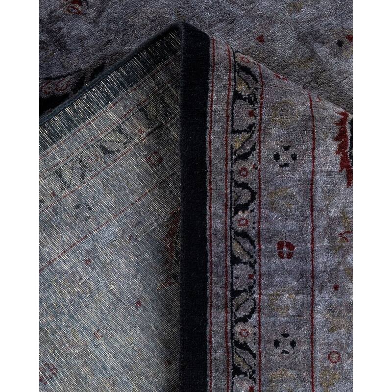 Overton Hand Knotted Wool Vintage Inspired Modern Contemporary Overdyed Gray Area Rug - 8' 1" x 10' 1"