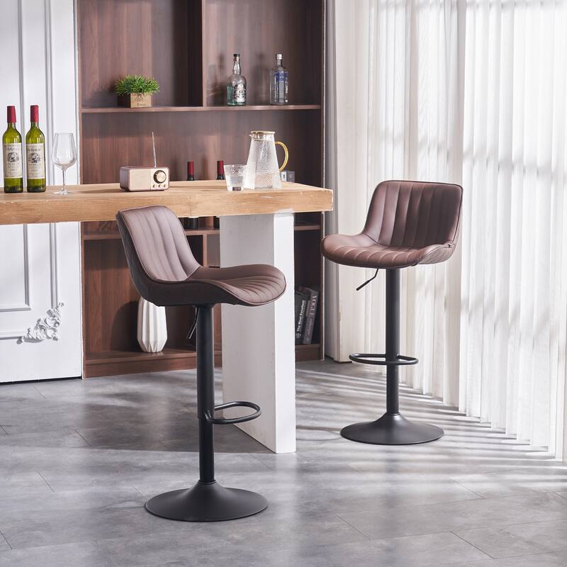 Bar Stools Set of 2 Counter Height Adjustable with Backrest Bar Chairs for Kitchen Island