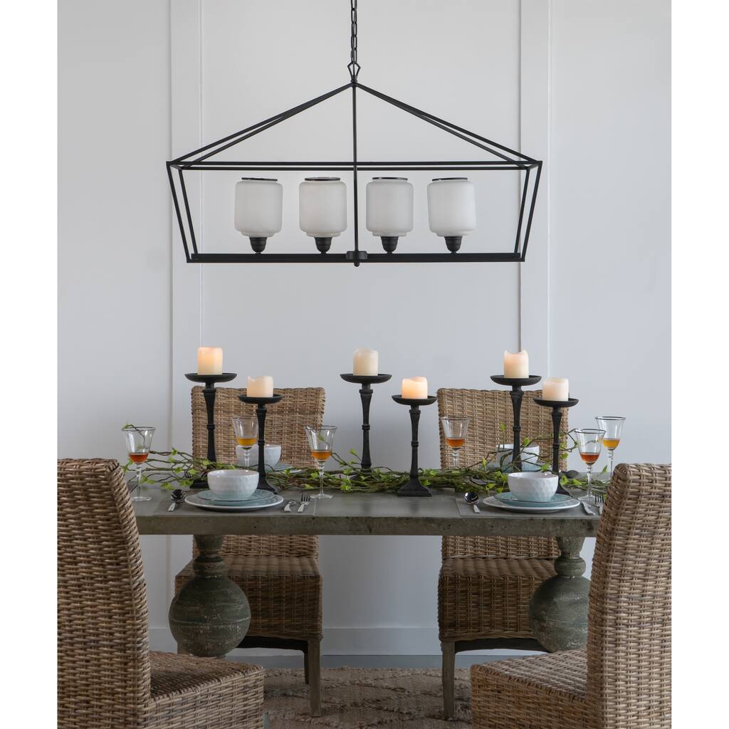 41.7x14.2x23.8" Iron Chandelier, Sleek Industrial Style Hanging Light Fixture, Bulb Not Included