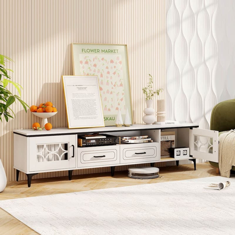 Costway 71" TV Stand for TVs up to 80" with Open Compartment Side
