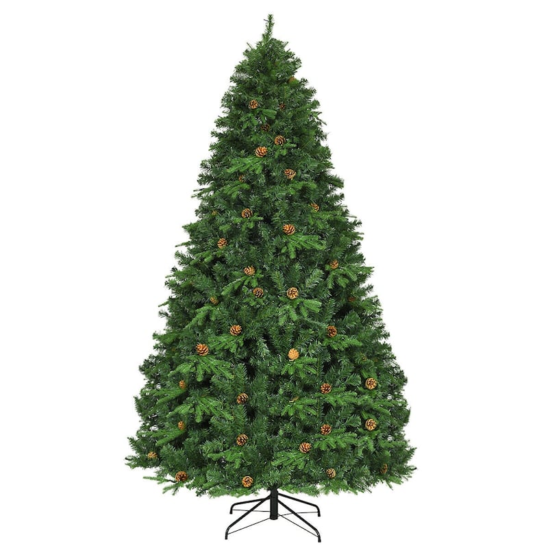 Gymax Pre-Lit 8' Premium Spruce Artificial Christmas Tree Hinged 660