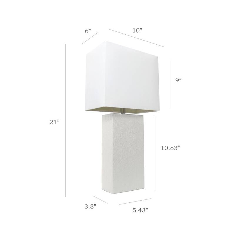 Leather Table Lamp with White Fabric Shade
