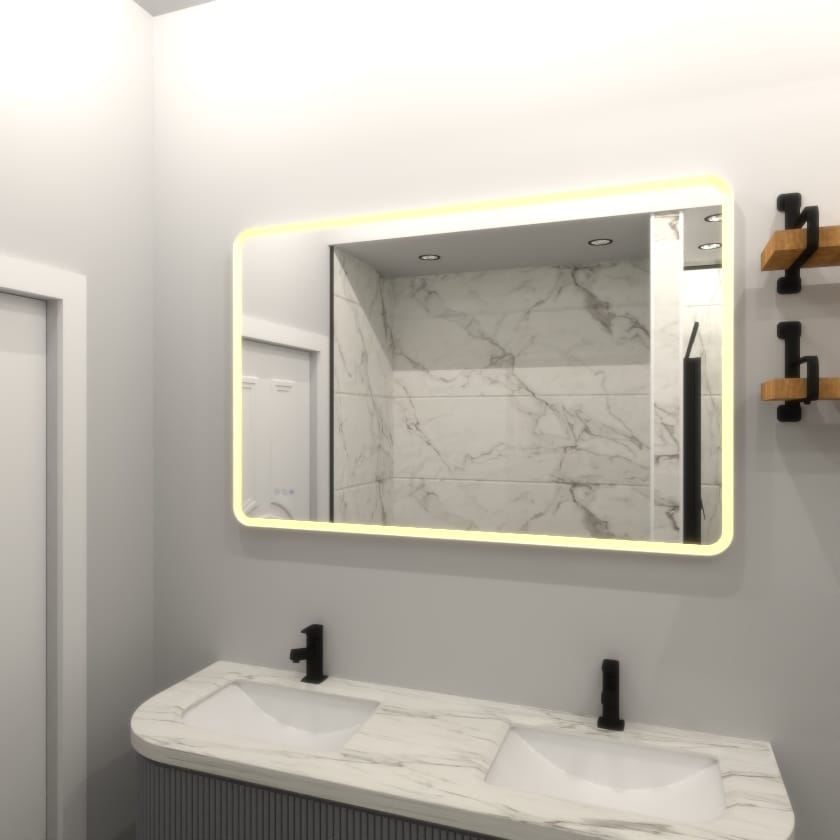 Dimmable LED Wall Bathroom Mirror with 3000 Lumens, Anti-Fog Feature, and Seamless Color Temperature Control