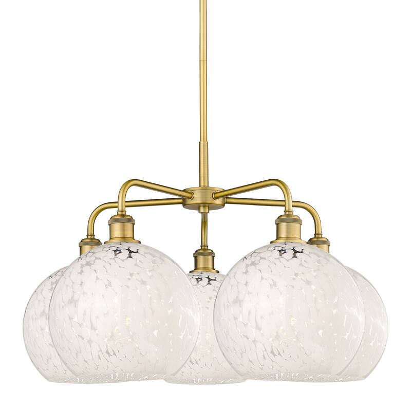 Innovations Lighting 516-5C-18-28-White Mouchette-Indoor Chandelier - Brushed Brass / White Mouchette