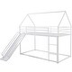 preview thumbnail 7 of 7, White Twin Size Solid Metal House Bunk Bed with Convertible Ladder and Slide, High Guardrails