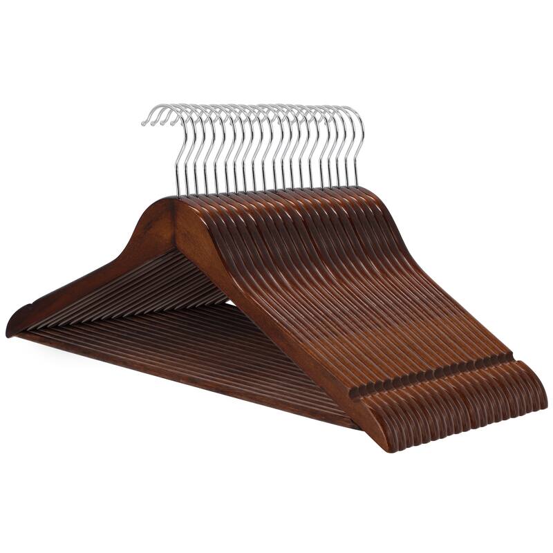 MegaChef 20 Piece Acacia Wood Swivel Hook Hanger Set in Dark Brown