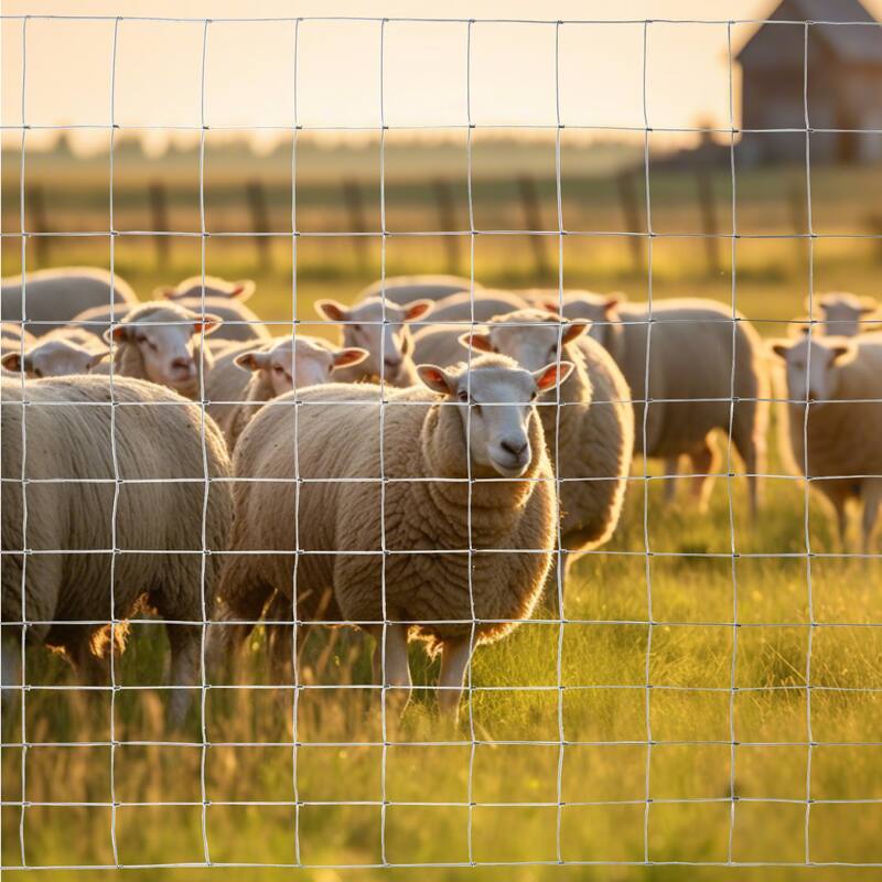 GDFStudio - Henry Advanced Weave Galvanized Steel Farm Fence - 5x164 ft - Silver